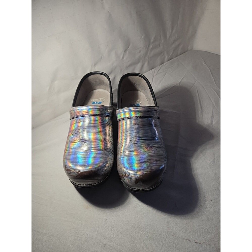 Dansko Silver Striped Women's Nurse Clog Shoes Size 39  EU - US 8.5 - 9